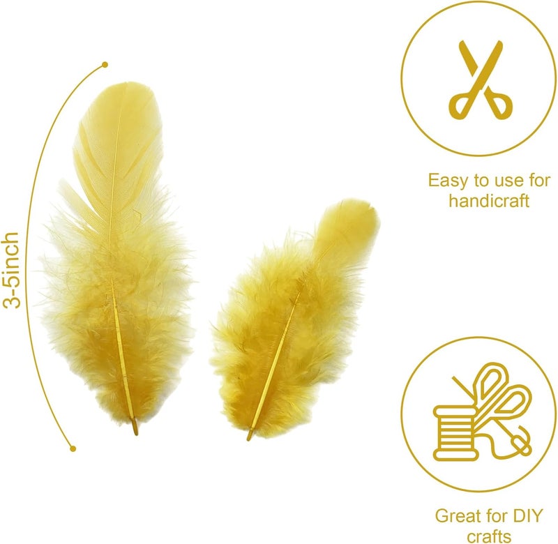 Flying feathers 500pcs-Gold Rooster Feathers 3-5inch Bulk Feathers for Crafts DIY Dream Catcher Supplies（500pcs） - Image 2